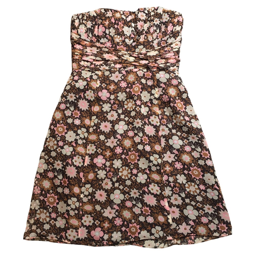 Shoshanna Floral Silk Strapless Mini Dress Lined Back Zip Multicolor Size 6